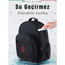 Velmora Şık Siyah-Kırmızı Bebek Çantası | Bebek Bakım Çantası