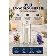 Velmora Çok Bölmeli Banyo Organizer Seti, Pamukluk ve Kulak Çubuğu Kutusu | Makyaj & Takı Organizeri