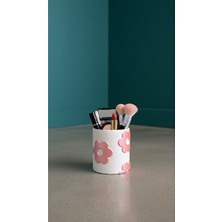 Velmora El Yapımı Papatya Desenli Taş Kabartmalı Makyaj Organizer Kalemlik, Vazo | Makyaj & Takı Organizeri