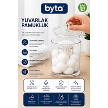 Velmora Kapaklı Şeffaf Yuvarlak Pamukluk – Banyo ve Makyaj Organizeri | Makyaj & Takı Organizeri