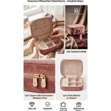 Velmora Pembe Kadife Seyahat Takı Organizeri - 12X8CM | Makyaj & Takı Organizeri