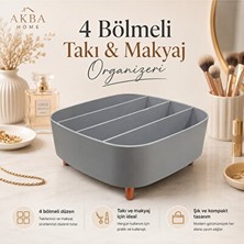Velmora Gri Çok Bölmeli Masaüstü Takı ve Kozmetik Organizeri | Makyaj & Takı Organizeri
