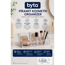 Velmora Şeffaf Piramit Kozmetik Organizer – Çok Bölmeli Masaüstü Saklama | Makyaj & Takı Organizeri