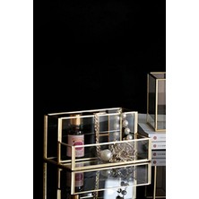 Velmora Siyah Cam ve Gold Detaylı Çok Bölmeli Organizer | Makyaj & Takı Organizeri