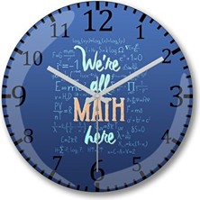 Velmora Matematik Formüllü Bombeli Gerçek Cam , Modern ve Eğlenceli | Duvar Saati