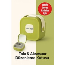 Velmora Mini Seyahat Takı Kutusu - Ayna ve 4 Bölmeli, Yeşil Renkli | Makyaj & Takı Organizeri
