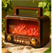 Velmora Şömine Temalı Müzik Seti: Fm Radyo, Bluetooth ve Solar Şarj Özellikleriyle | Nostaljik Radyo