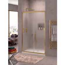 Waterline Ön Cephe 1 Sabit 1 Kayar Gold Profil Buzlu 5 mm Temperli Cam H190 cm