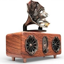 Velmora Gramofon Görünümünde Ahşap Nostalji Radyo ve Bluetooth | Nostaljik Radyo