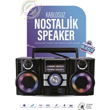 Velmora Rgb LED Disko Işıklı Nostaljik Bluetooth Radyo ve Hoparlör – Çok Renkli ve | Nostaljik Radyo