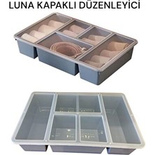 Velmora Luna Mavi Çekmece Içi Düzenleyici, Kapaklı ve Kullanışlı Tasarım | Makyaj & Takı Organizeri