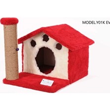 Velmora Ev Temalı Kırmızı Kedi Tırmalama Platformu - Dayanıklı ve Güvenli | Kedi Tırmalaması