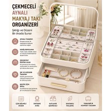 Velmora Aynalı Çekmeceli Çok Bölmeli Makyaj ve Takı Organizeri | Makyaj & Takı Organizeri