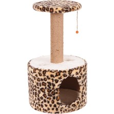 Velmora Silindir Formunda Kedi Tırmalama Platformu, Leopar Desenli, 72 cm | Kedi Tırmalaması