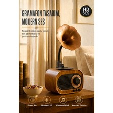 Velmora Mini Retro Ahşap Gramafon ve Bluetooth Müzik Kutusu | Nostaljik Radyo