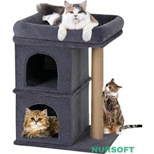 Velmora Iki Katlı Teraslı Kedi Oyun ve Uyku Alanı | Kedi Tırmalaması