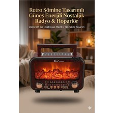 Velmora Şömine Alev Efektli Retro Bluetooth Hoparlör, Güneş Enerjili ve Dekoratif T | Nostaljik Radyo