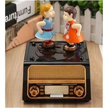 Velmora Radyo Üzerinde Aşıklar Figürlü Müzik Kutusu | Nostaljik Radyo