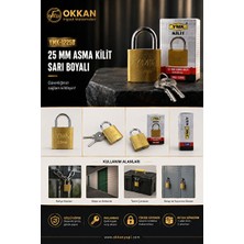 Velmora Mini Sarı Boyalı Asma Kilit, 25MM Dayanıklı Güvenlik Kilidi | Koruyucu ve Kilit