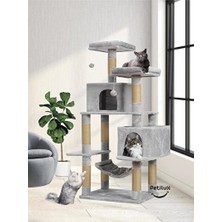 Velmora Lüks Hamaklı Çift Yuvalı Kedi Oyun Evi | Kedi Tırmalaması
