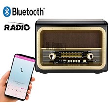 Velmora Ahşap Görünümlü Bluetooth Radyo ve Büyük Boy Nostaljik Tasarım | Nostaljik Radyo