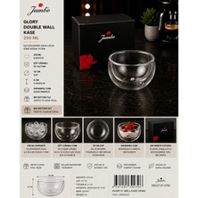 Jumbo Glory Çift Cidarlı Borosilikat Cam Kase 250 ml 2'li Set - Isı Yalıtımlı Şık Sunum ve Tatlı Kasesi