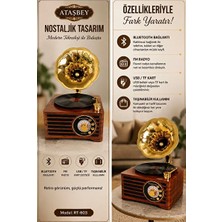 Velmora Klasik Plak ve Gramafon Tasarımlı Bluetooth Radyo ve Müzik Kutusu | Nostaljik Radyo