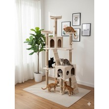 Velmora Şık Rezidans Kedi Oyun Evi ve Tırmalama Platformu | Kedi Tırmalaması