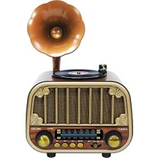Velmora Gramofon Görünümlü Retro Radyo ve Bluetooth Hoparlör | Nostaljik Radyo