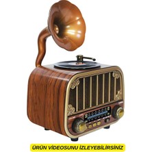 Velmora Ahşap Görünümlü Zarif Retro Radyo ve Bluetooth Hoparlör | Nostaljik Radyo