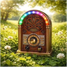 Velmora Rgb Işıklı Şarjlı Retro Radyo ve Bluetooth Hoparlör | Nostaljik Radyo