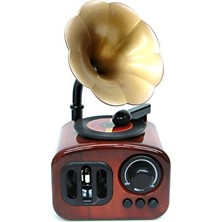 Velmora Vintage Gramofon Müzik Kutusu, Nostaljik ve Şık Dekorasyon Parçası , Nostaljik Radyo