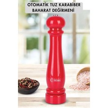 Kiwi Kspg 4810 Otomatik Ayarlanabilir Tuz Karabiber Baharat Değirmeni Baharat Öğütücü Kırmızı