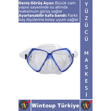 Velmora Mavi Ayarlanabilir Deniz - Temperli Camlı | Dalış Maskesi