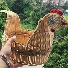 Velmora Hasır Bambu Rattan Horoz Figürlü ile Dekoratif Saklama | Sepet