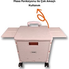 Velmora 55L Kapasiteli Pembe Katlanabilir Alışveriş Arabası | Pazar Arabası & Çantası