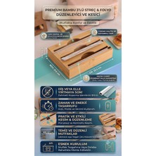 Rivo Home Decor Premium Bambu 3'lü Streç Folyo Kutusu 33.5 cm X21.5 cm X8 cm