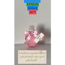 Pearl Star (50 Adet) Kendin Süsle Seti-Istiridye Boş Kolonya Şişesi Mika Plastik 40ML (Pembe Kurdele-Etiket-Tıpa-Kapak)