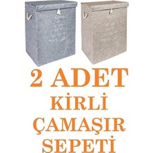 Velmora Gri-Bej Keçe Kapaklı - Mega Hurç Dayanıklı Saklama Ünitesi | Çamaşır Sepeti