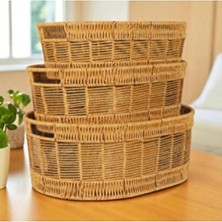 Velmora Küçük Boy Oval Rattan - Hafif ve Şık Saklama Çözümü | Sepet