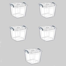 Velmora Şeffaf Kare Kilitli Gıda Saklama Kabı - 4 Litre 5'li Set | Sepet
