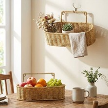Velmora Duvar Askılı Oval Rattan Organizer ile Alan Tasarrufu | Sepet
