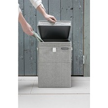 Velmora Gri Kumaş Çift Fonksiyon Kapaklı - 35 Litre | Çamaşır Sepeti