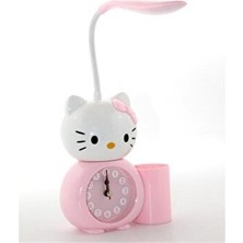 Velmora Çocuklar Için Sevimli Hello Kitty Masa Lambası ve Saat Seti | Masa ve Gece Lambası