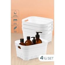 Velmora Beyaz 4’lü Saklama Kutusu - 3,8 Litre Kapasiteli Set | Sepet