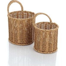 Velmora Unisex Rattan Kulplu , Çok Amaçlı Kullanım | Sepet