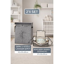 Velmora Renkli Koyu 2 Bölmeli Katlanabilir | Çamaşır Sepeti