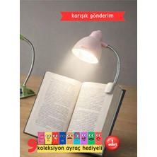 Velmora Mandallı Pembe Kitap Okuma Lambası - LED Işıklı ve Taşınabilir | Masa ve Gece Lambası