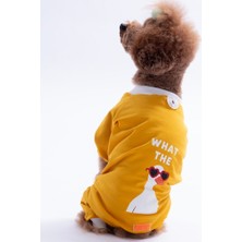 Pawstar Sarı What The Duck Kedi Köpek Pijaması - Kedi Köpek Tulumu - Kedi Köpek Kıyafeti