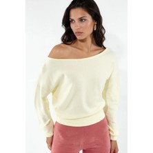 Hiccup Kadınlar Busem Kadın Kısa Bisiklet Yaka Sweatshirt Krem Doğal